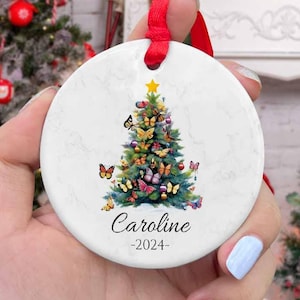 Butterfly Christmas Tree Ornament, Custom Butterfly Christmas Ornament, Butterfly 2024 Gift, Butterfly Lover Gifts Ideas, Natural Lover Gift