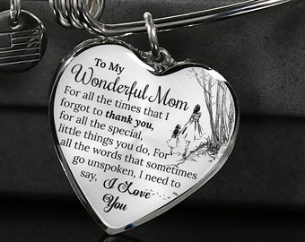 Mother's Day Gifts for Mom Bracelet, Gift for Mom from Son or Daughter, Custom Picture Bracelet, Heart Bracelet, Mom Valentin's Gift Jewelry