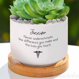 Healthcare Worker Gift, Personalized Planter Gift, Custom Flower Pot, Thank You Doctor, Thank You Nurse, RN Gift, Thank You Nurse Gift