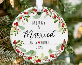 First Christmas Married Ornament,Newlywed Christmas Ornament,Custom Couple Ornament,Married Couple Gift,First Christmas As Mr & Mrs Ornament