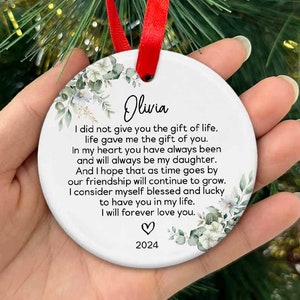 To My Bonus Daughter Christmas Ornament, Personalized Ornament for Bonus Daughter, Step Daughter Ceramic Ornament, Blended Family Gifts