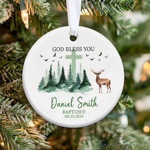 Personalized Baby Boy Baptism Ornament, Baptism Gift For Boy, God Bless You Ornament, Christening Gift For Baby Boy, Boy Baptism Keepsake