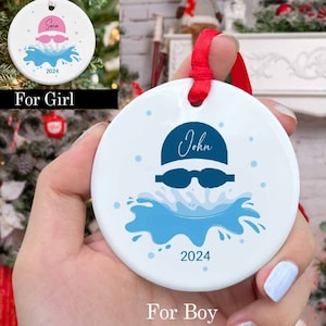 Personalized Swimmer Christmas Ornament, Swimming Ornament Decor, Swimming Lovers Keepsakes, Swim Ornament, Sports Ornament Xmas 2024