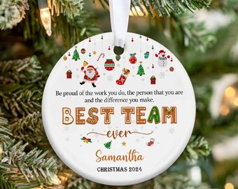 Personalized Best Team Ever Ornament, Custom Ornament Coworker Gift, Custom Team Gift Ornament, Employee Ornaments, Coworker Christmas Gift