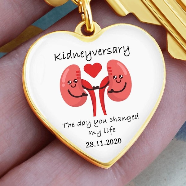 Engraved Kidneyversary Keychain, Kidney Donor Keychain Gift, Kidney Transplant Gift, Transplant Anniversary Gift, Gift for Organ Donation