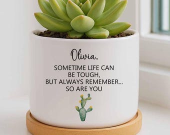 Stay Strong Custom Plant Pot, Encouragement Planter Gift, Thinking Of You, You Got This, Motivational Special Gift For Besties, Friend Gifts