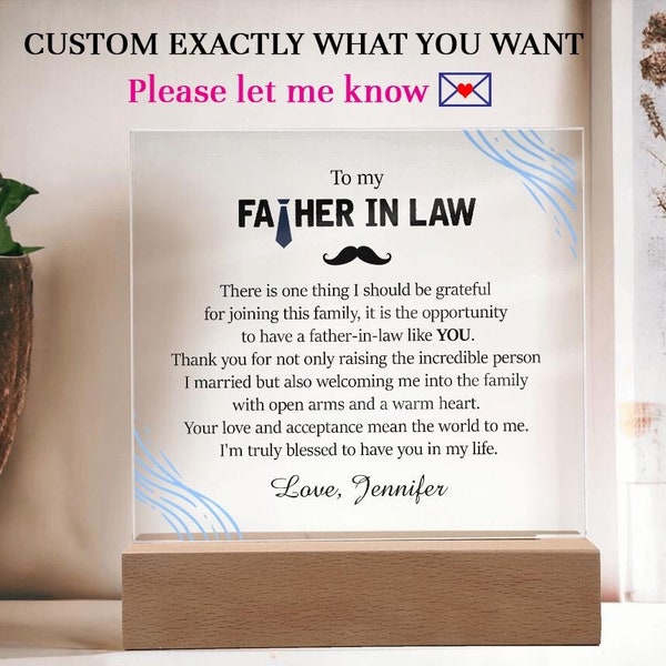 Father In Law Acrylic Plaque, Personalized Father's Day Gift for Father In Law, Father In Law Gift from Daughter In Law, Bonus Dad Gift