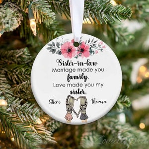 Personalized Gift for Sister in Law, Custom Christmas Gift for Sister in Law, Sister in Law Ornament, Wedding Gift for Sister in Law