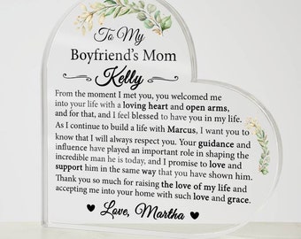 Personalized Plaque Gift For Boyfriends Mom, Gift For Boyfriends Mom Birthday, Custom Christmas Gift For Boyfriend's Mom, Sentimental Plaque