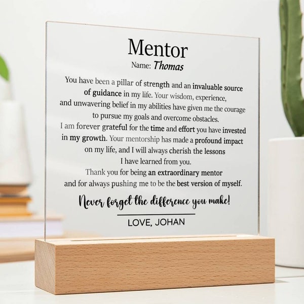 Personalized Plaque Gift for Mentor, Thank You Gift for Mentor, Leader Sign Gift, Custom Gift for Mentor, Appreciation Gift for Mentor