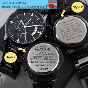 Watch Gift for Groom from Bride, Groom Wedding Day Gift, Bride To My Groom Gift, Husband To Be Gift, Personalised Watch for Groom on Xmas