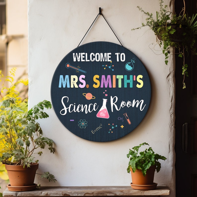 Science Teacher Name Door Sign, Science Classroom Decor, Personalized ...