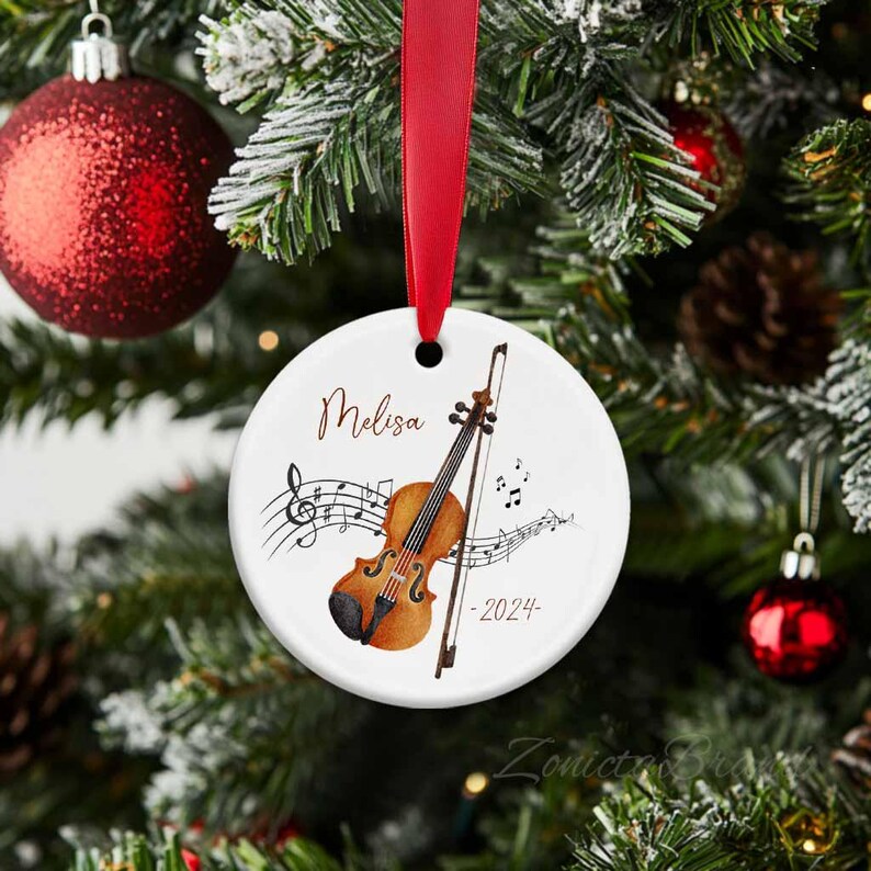 Violin Christmas Ornament, Personalized Violin Player Ornament, Xmas