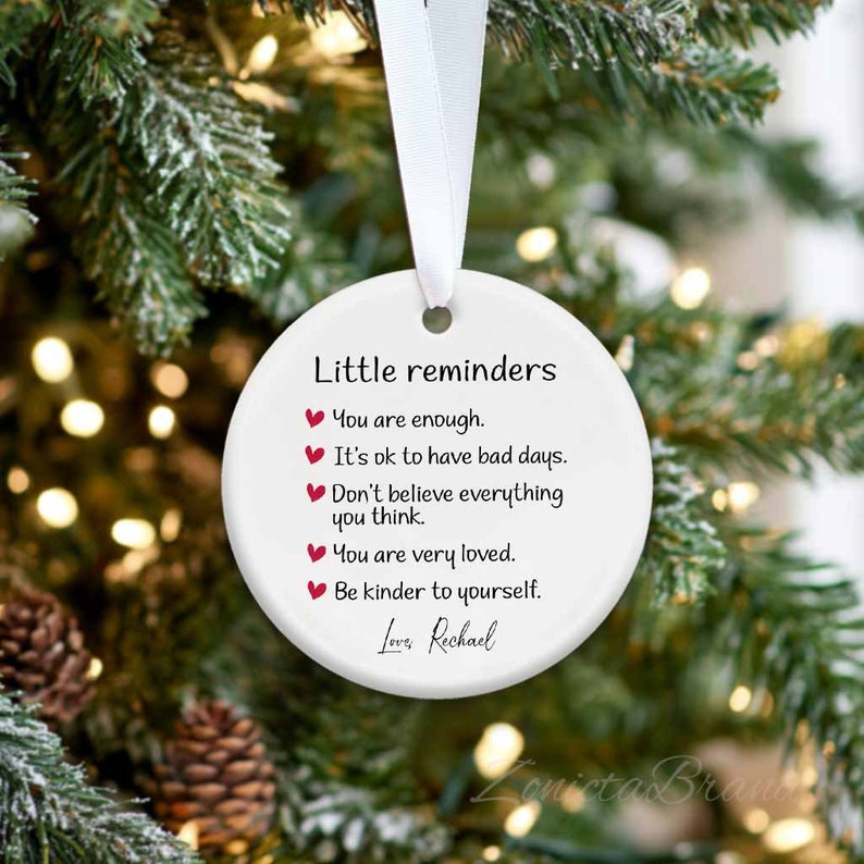 Personalized Little Reminders Ornament, Mental Health Gift Keepsake