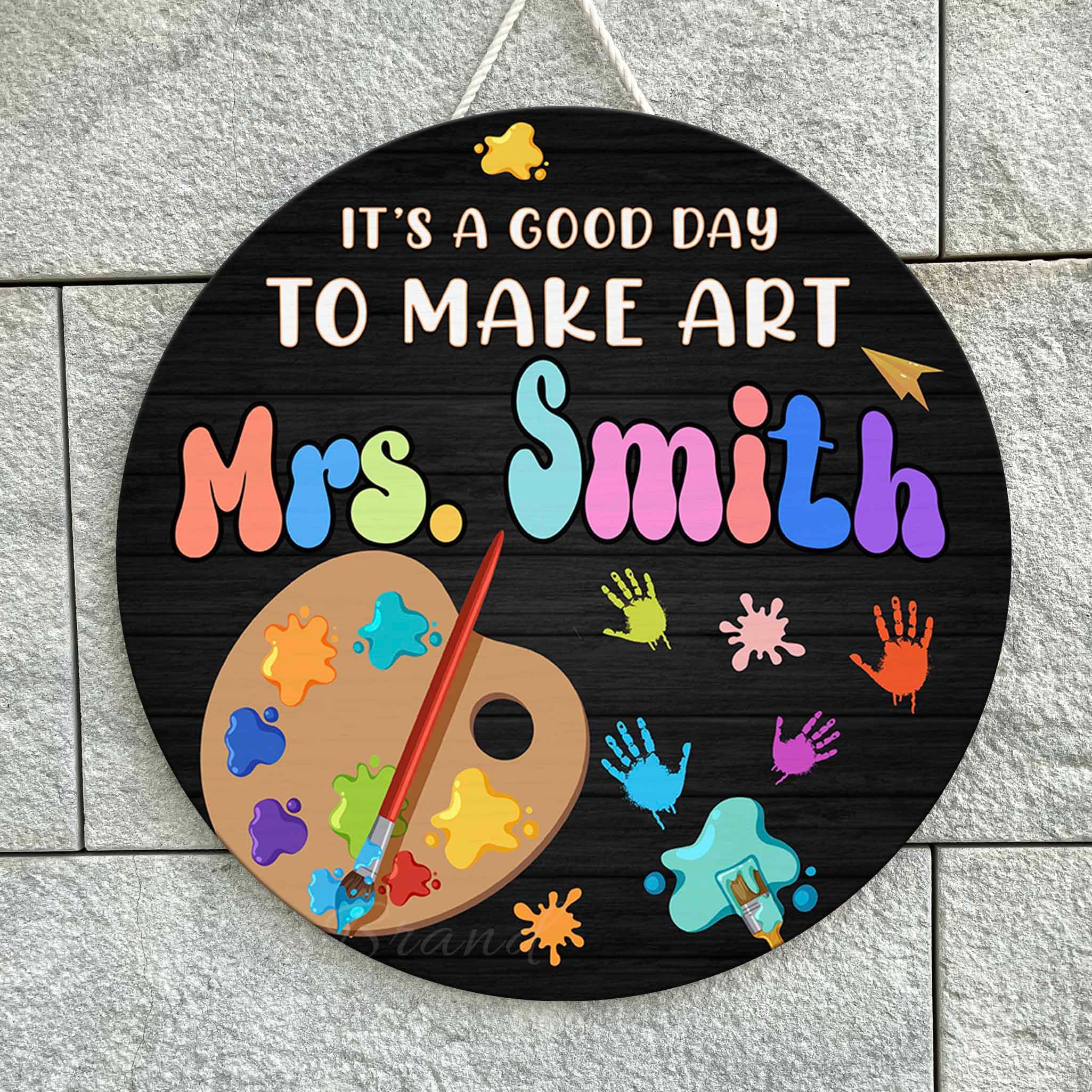 Art Teacher Custom Hanging Door Sign, Personalized Art Teacher Sign ...