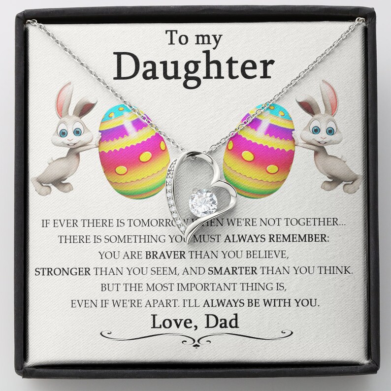 To My Daughter Jewelry Easter Gift for Daughter from Dad Easter Necklace for Girl Bunny Card Daughter Gift Easter Necklace for Daughter