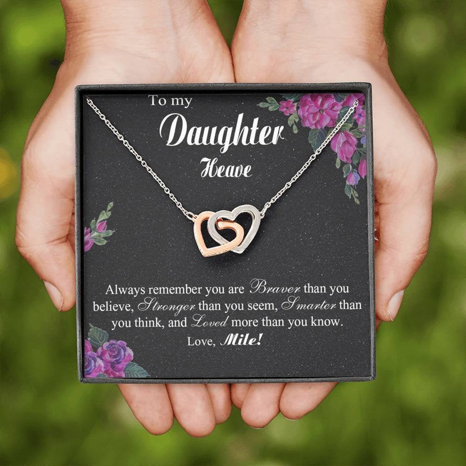 Personalized Daughter Necklace Daughter Birthday Message Etsy