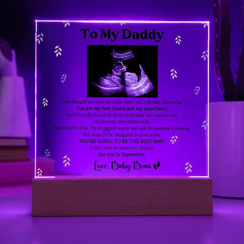 Personalized Plaque Gift for Daddy, Daddy To Be Gift from Bump, Ultrasound Photo Plaque for New Dad, Gift for New Dad, Fathers Day Gift image 7