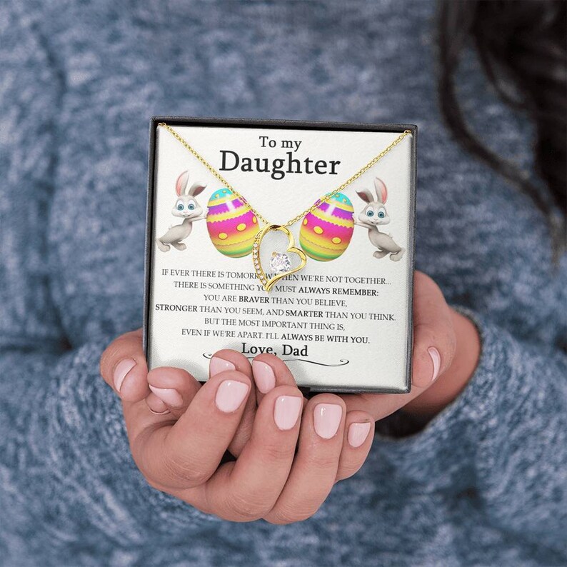 To My Daughter Jewelry Easter Gift for Daughter from Dad Easter Necklace for Girl Bunny Card Daughter Gift Easter Necklace for Daughter