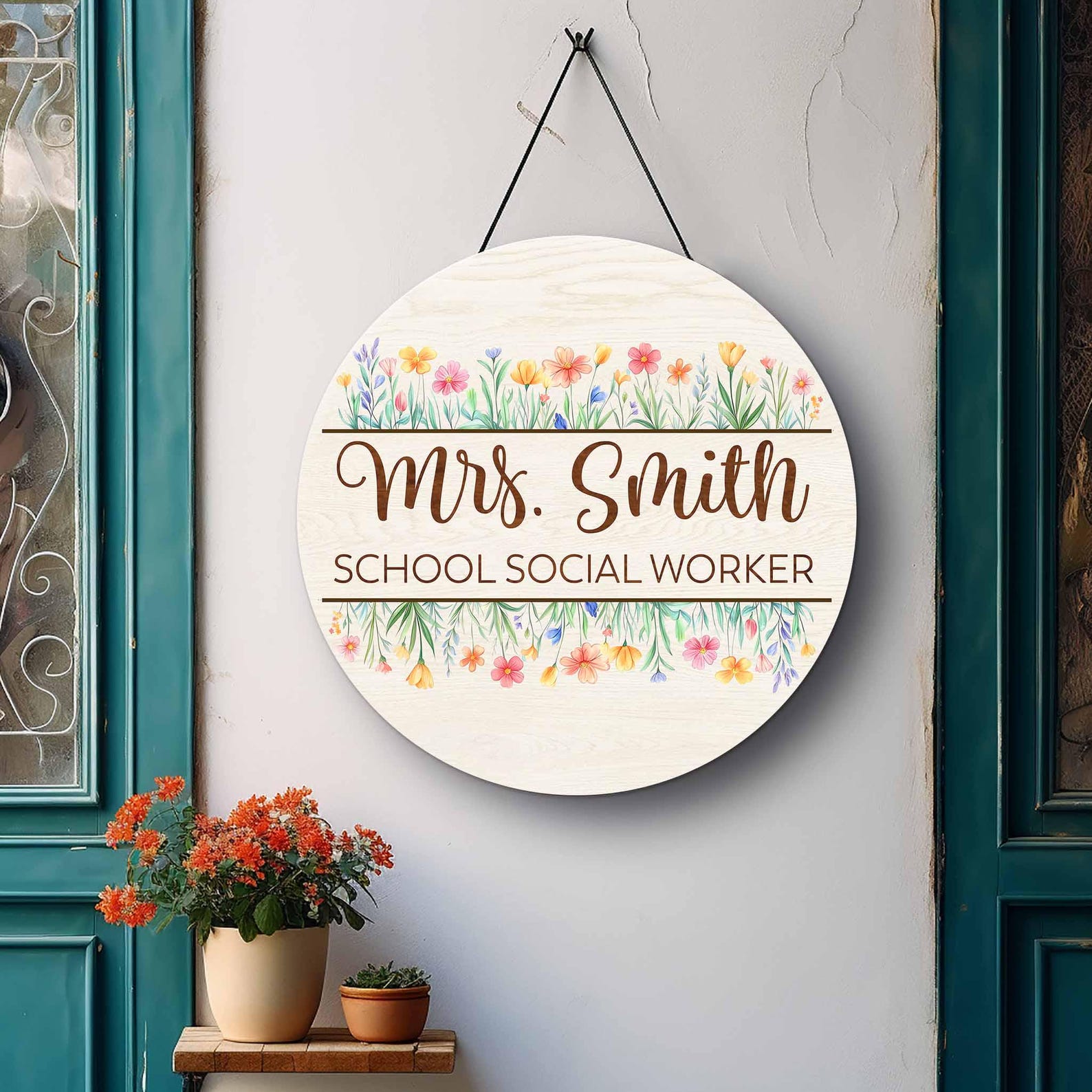 Personalized School Social Worker Door Sign, School Social Worker ...