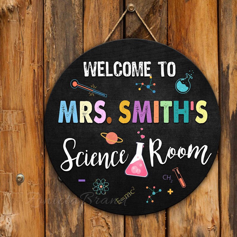 Science Teacher Name Door Sign, Science Classroom Decor, Personalized ...