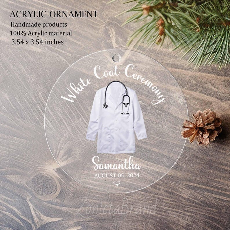 Personalized White Coat Ceremony Ornament, Doctor Christmas Ornament