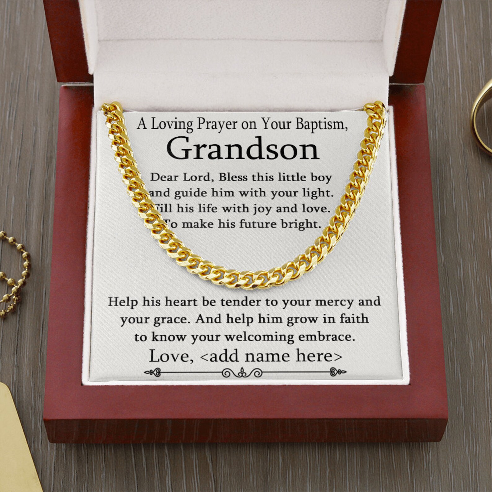 Grandson Baptism Necklace Gift Christening Gift for Grandson Etsy