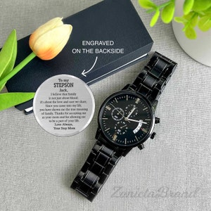 To My Stepson Engraved Watch, Best Gift For Stepson, Stepson Gift From Stepmom, Custom Watch Gift For Stepson, Stepson Birthday Presents