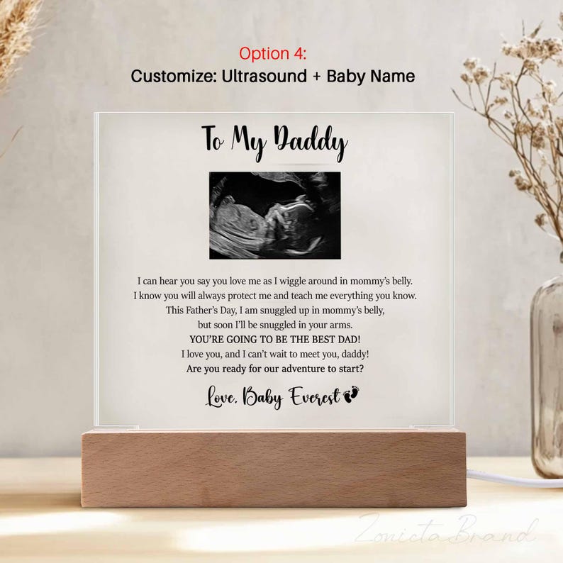 Personalized Plaque Gift for Daddy, Daddy To Be Gift from Bump, Ultrasound Photo Plaque for New Dad, Gift for New Dad, Fathers Day Gift Option 4