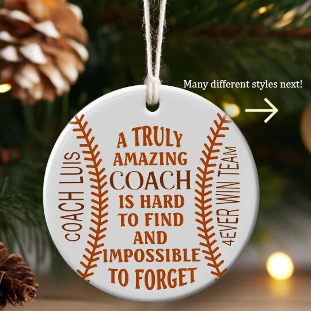 Personalized Baseball Coach Ornament, Coach Appreciation Ceramic