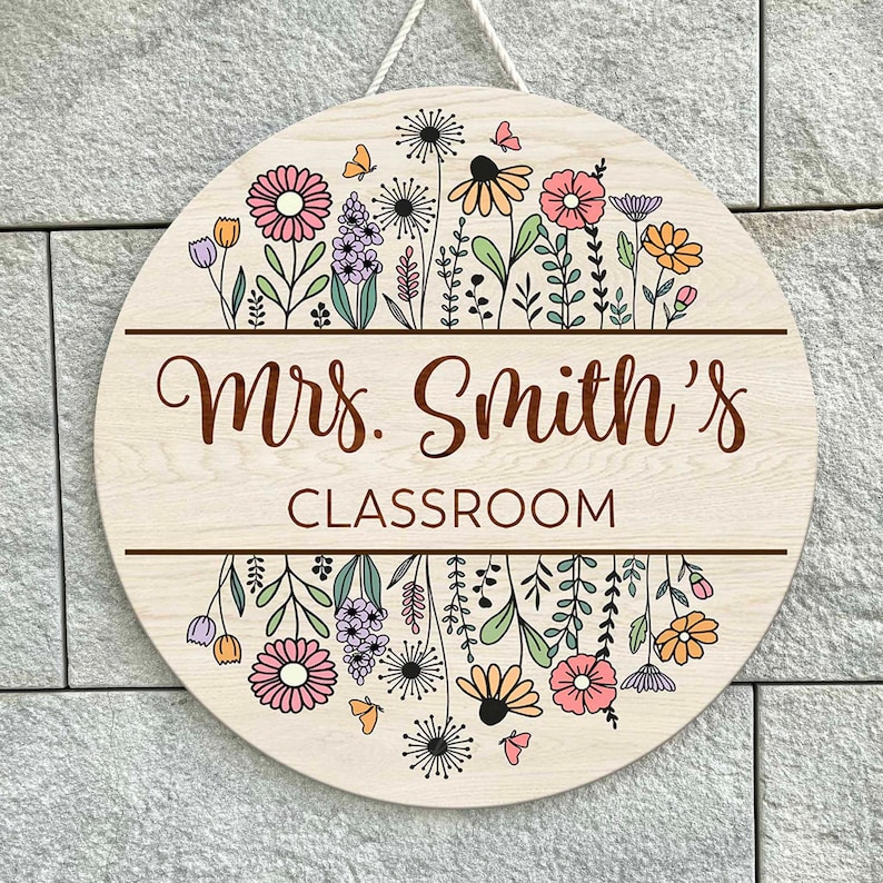 Personalized Teacher Door Sign, Custom Teacher Name Front Door Sign, Thank You Gifts For Teachers, Teacher Appreciation Week Gift Ideas