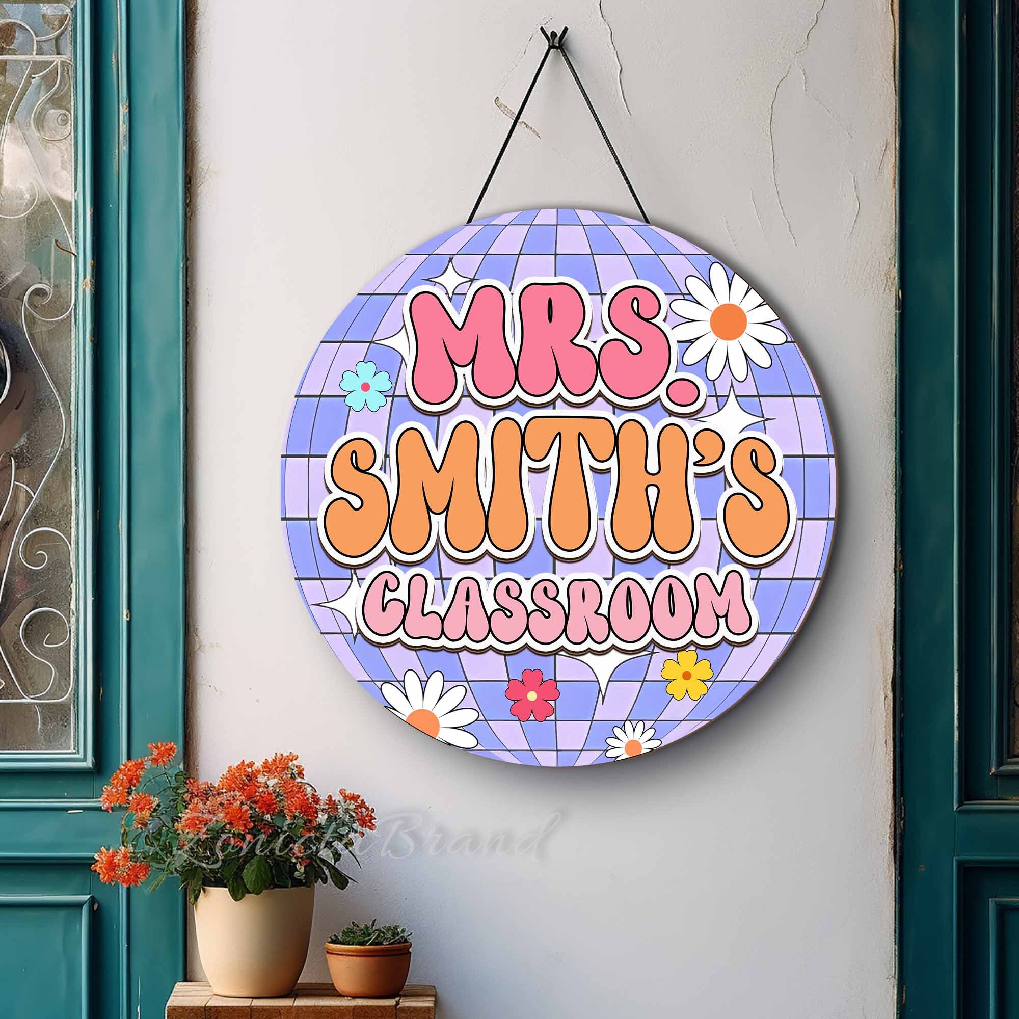 Personalized 3D Disco Classroom Door Sign, Groovy Teacher Door Hanger ...