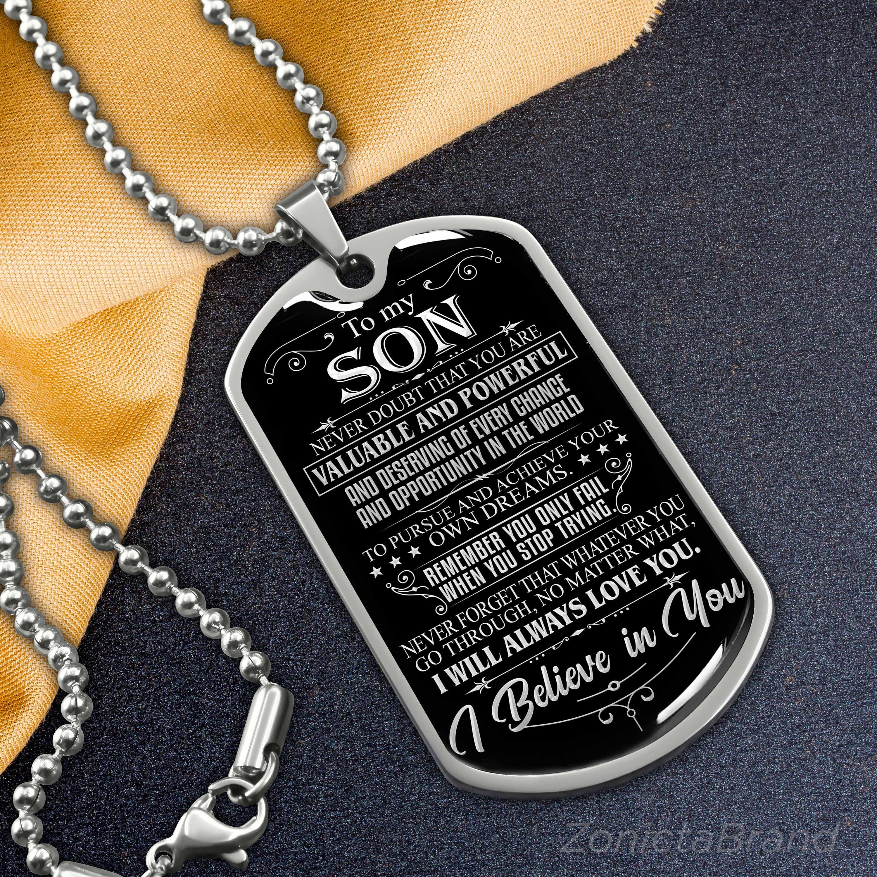 To My Son Dog Tag Necklace MOM To Son Necklace Personalized Necklace for Son Son Birthday Gift Graduation Son Gift Ideas Son Xmas Gift