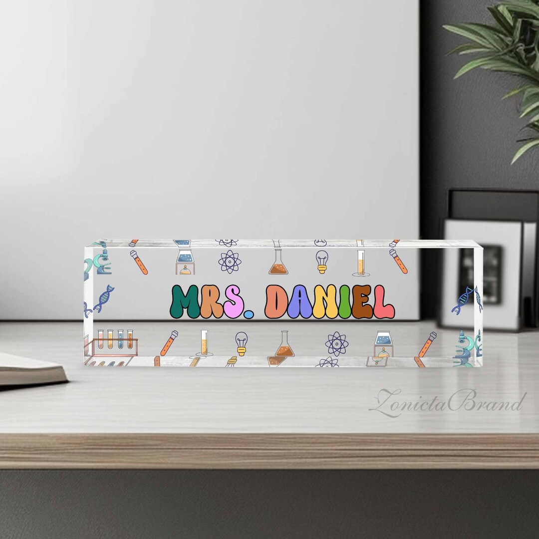 Custom Desk Name Plate for Science Teacher, Personalized Gift for ...