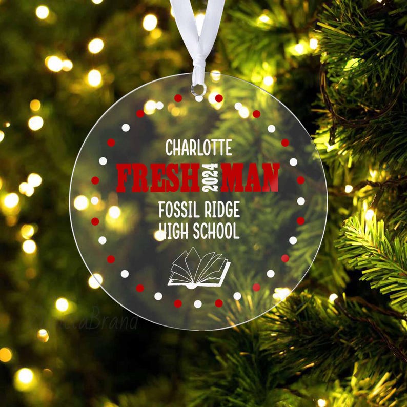 Personalized Acrylic Ornament for Freshman, Student Class of 2024