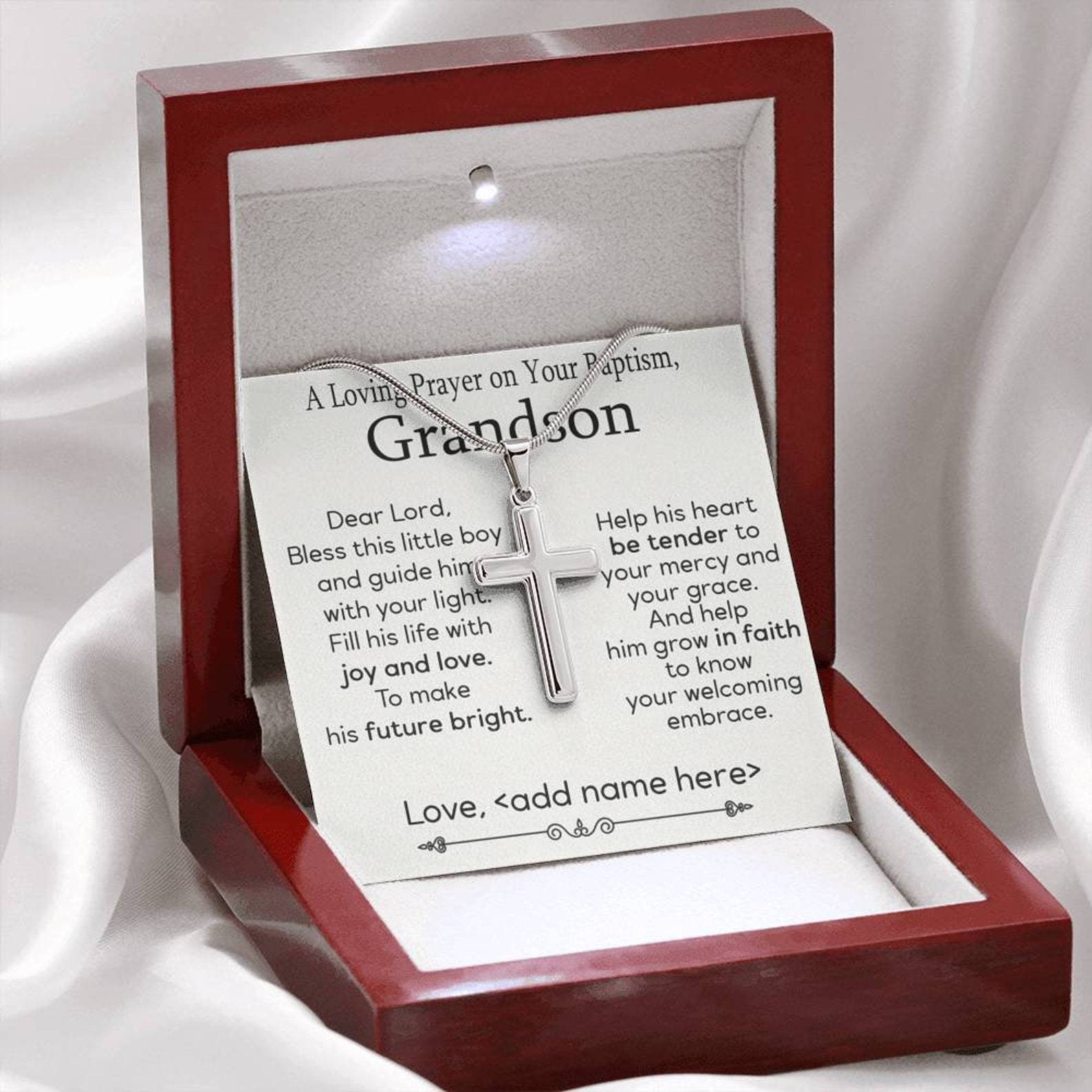 Grandson Baptism Gift Cross Jewelry Christening Gift for Etsy Australia