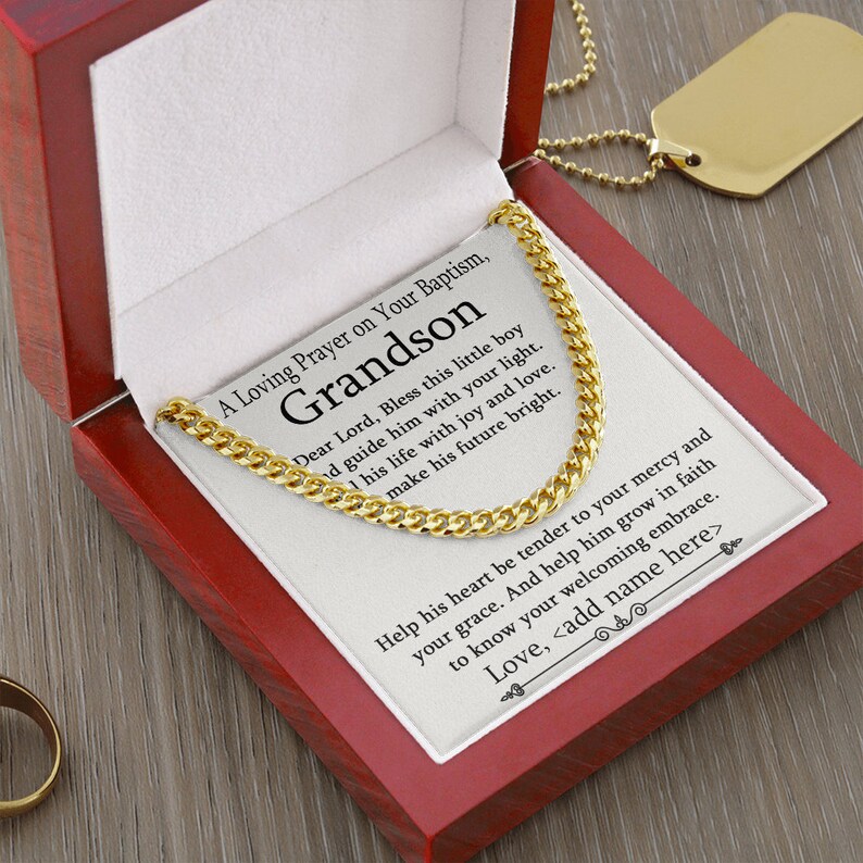 Grandson Baptism Necklace Gift Christening Gift for Grandson Etsy