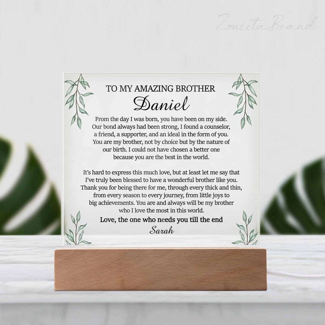 Personalized Plaque for Brother, Sentimental Gift for Brother From ...