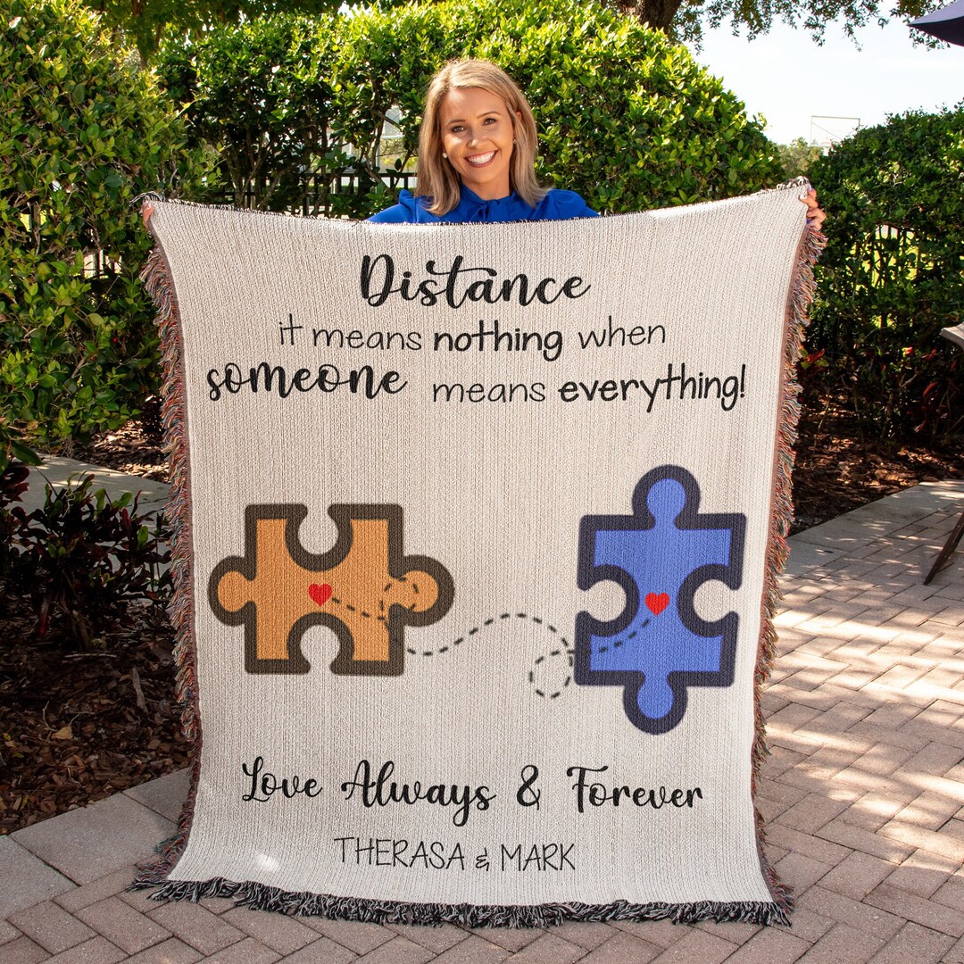 Personalized Woven Throw Blanket for Couple, Long Distance Relationship