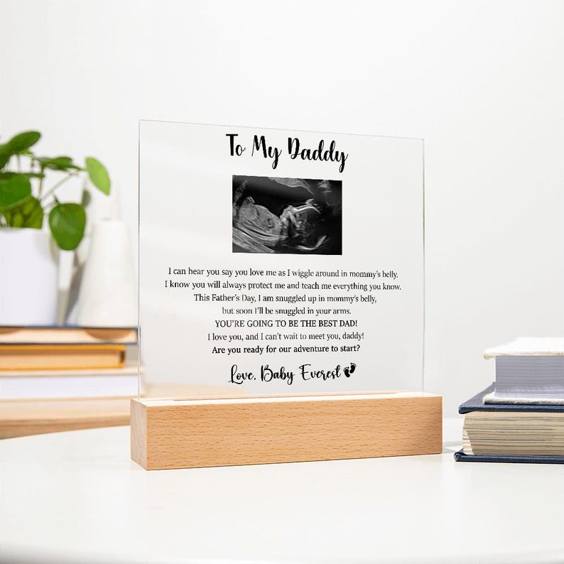 Personalized Plaque Gift for Daddy, Daddy To Be Gift from Bump, Ultrasound Photo Plaque for New Dad, Gift for New Dad, Fathers Day Gift image 8