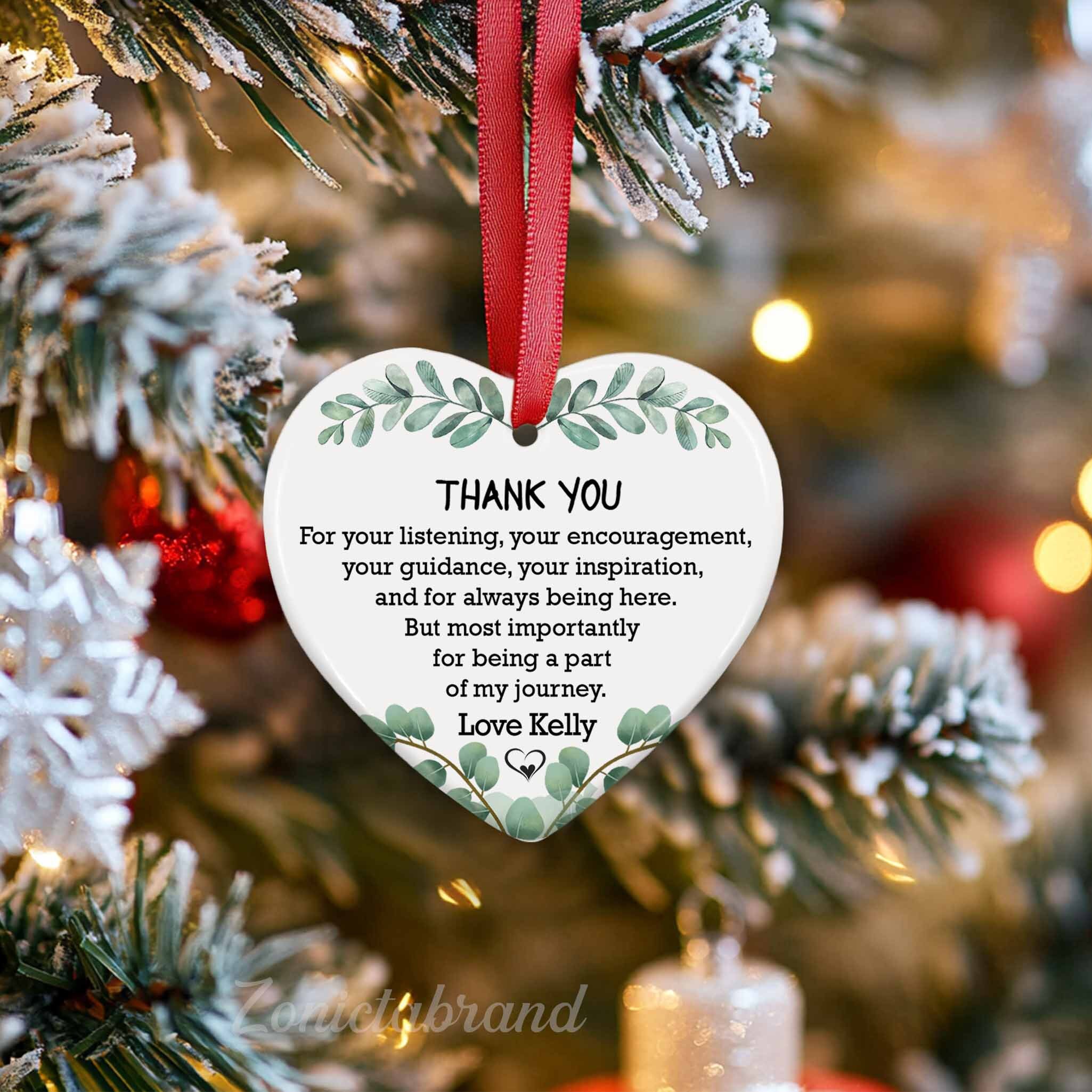 Decorazione Natalizia In Ceramica Con Scritta 'Thank You' – Regalo Di Ringraziamento E Conforto, 7,6 Cm