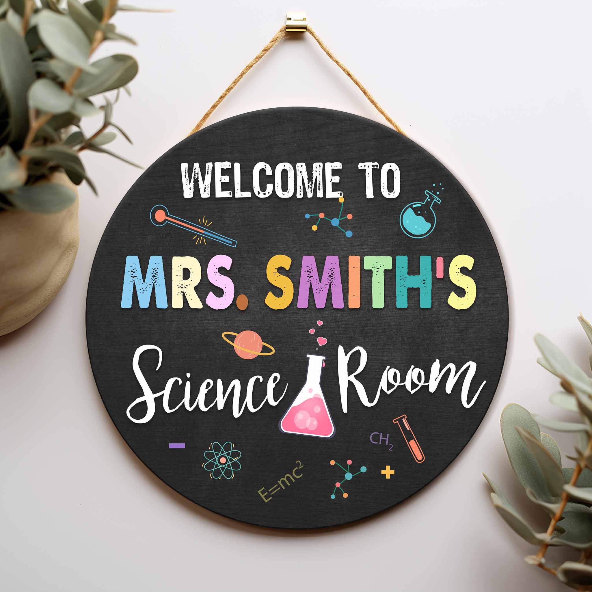 Science Teacher Name Door Sign, Science Classroom Decor, Personalized ...