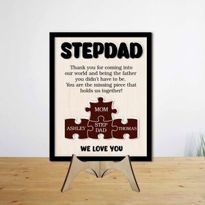 Personalized Stepped Up Dad Acrylic Plaque - Father's Day Gift For Stepdad, Gift for Bonus Dad - Thank You For Being The Father