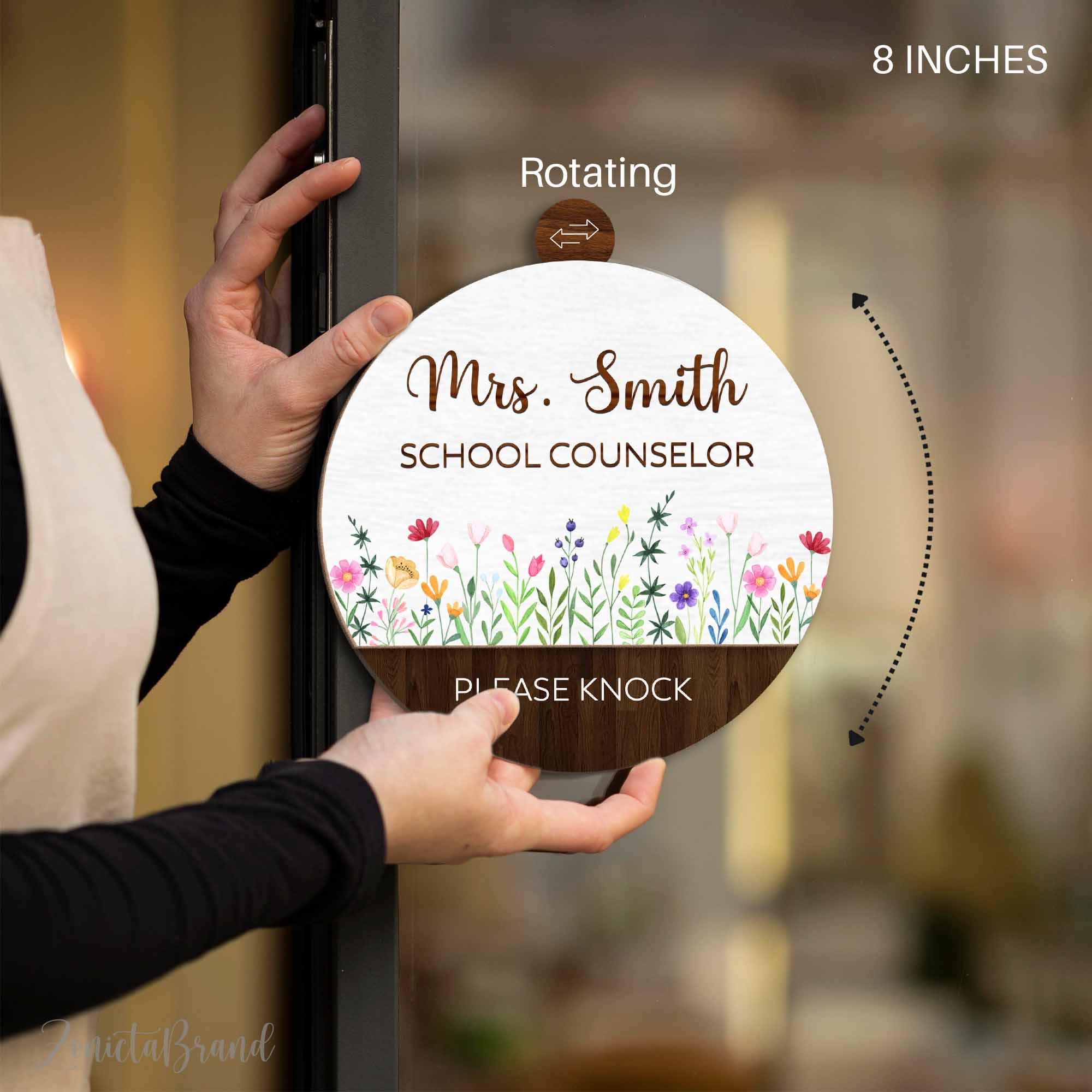 Personalized School Counselor Spinner Rotating Sign, School Counselor Office Spinner, Custom Name Counselor Sign, School Office Decor