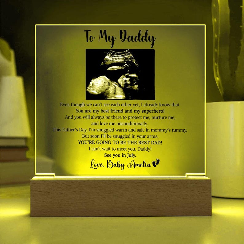 Personalized Plaque Gift for Daddy, Daddy To Be Gift from Bump, Ultrasound Photo Plaque for New Dad, Gift for New Dad, Fathers Day Gift image 6