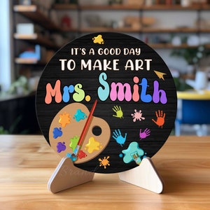 Art Teacher Custom Hanging Door Sign, Personalized Art Teacher Sign ...