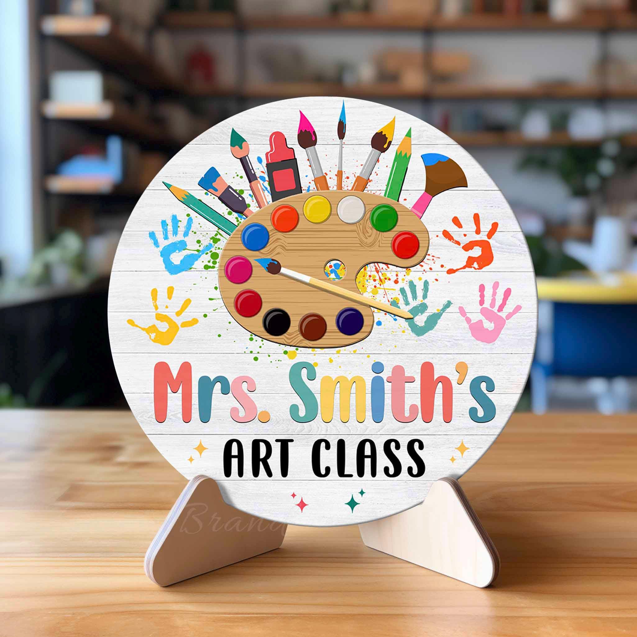 Personalized Art Classroom Door Sign, Custom Art Teacher Door Hanger ...