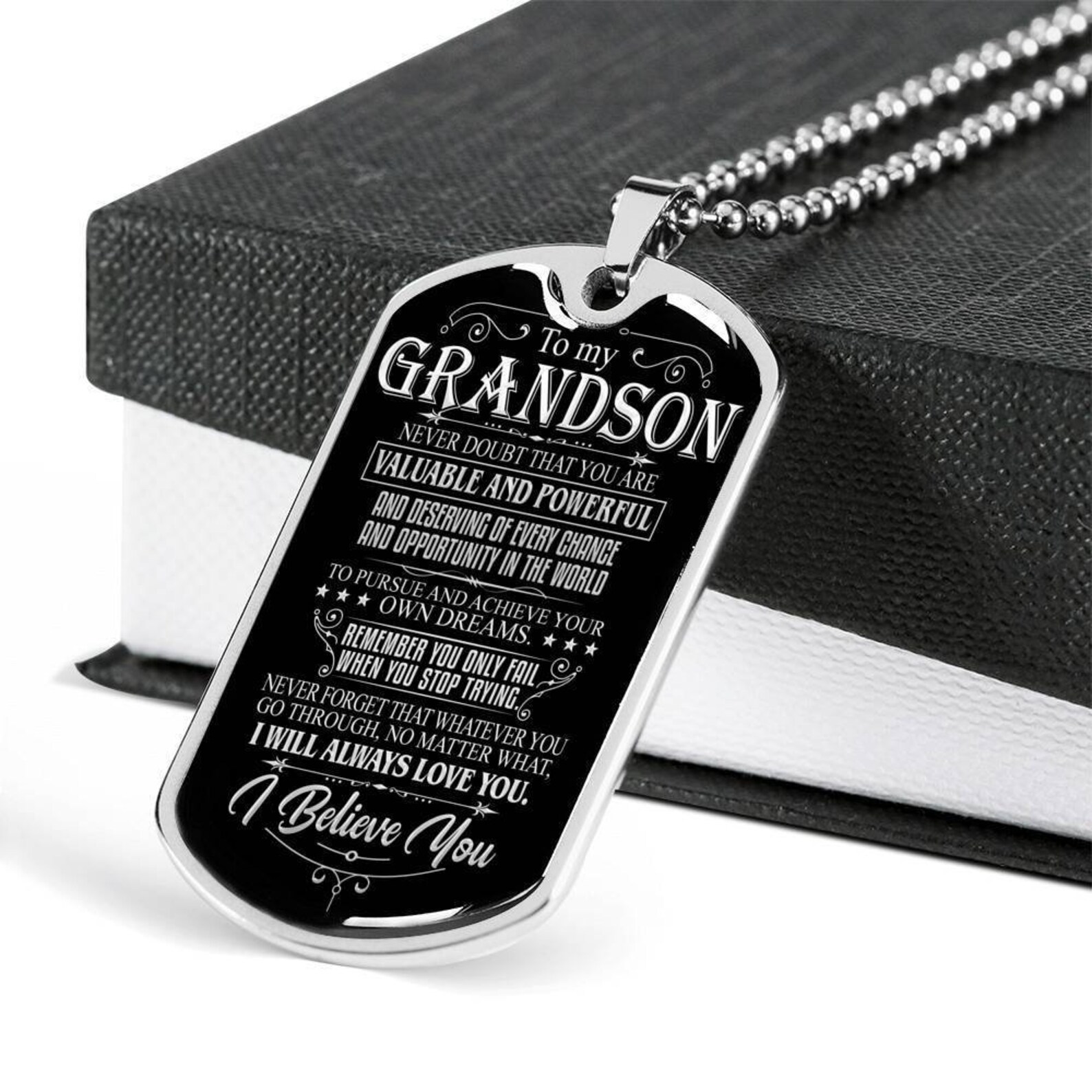 Grandson dog tag necklace Clearance