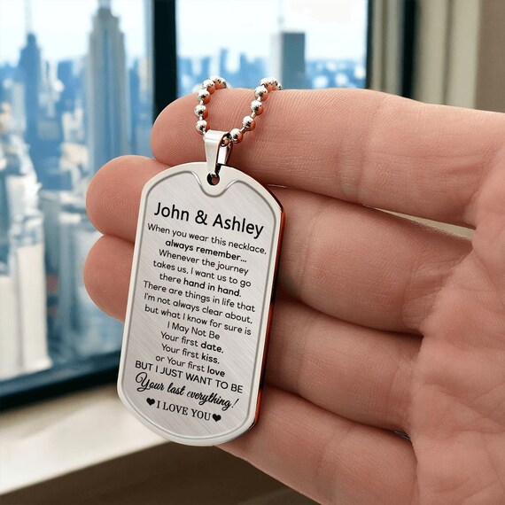 Promise Dogtag Necklace for Him Anniversary Gift for Boyfriend