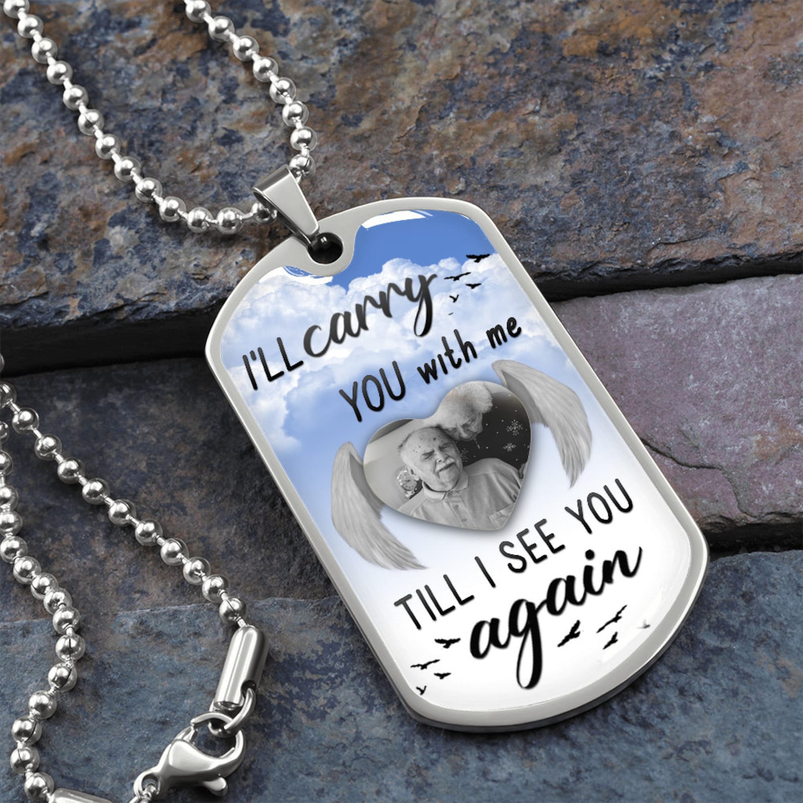 Personalized Photo Memorial Dog Tag Necklace Memorial Etsy